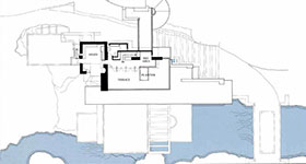 Дом над водопадом. План. Фото: en.wikiarquitectura.com