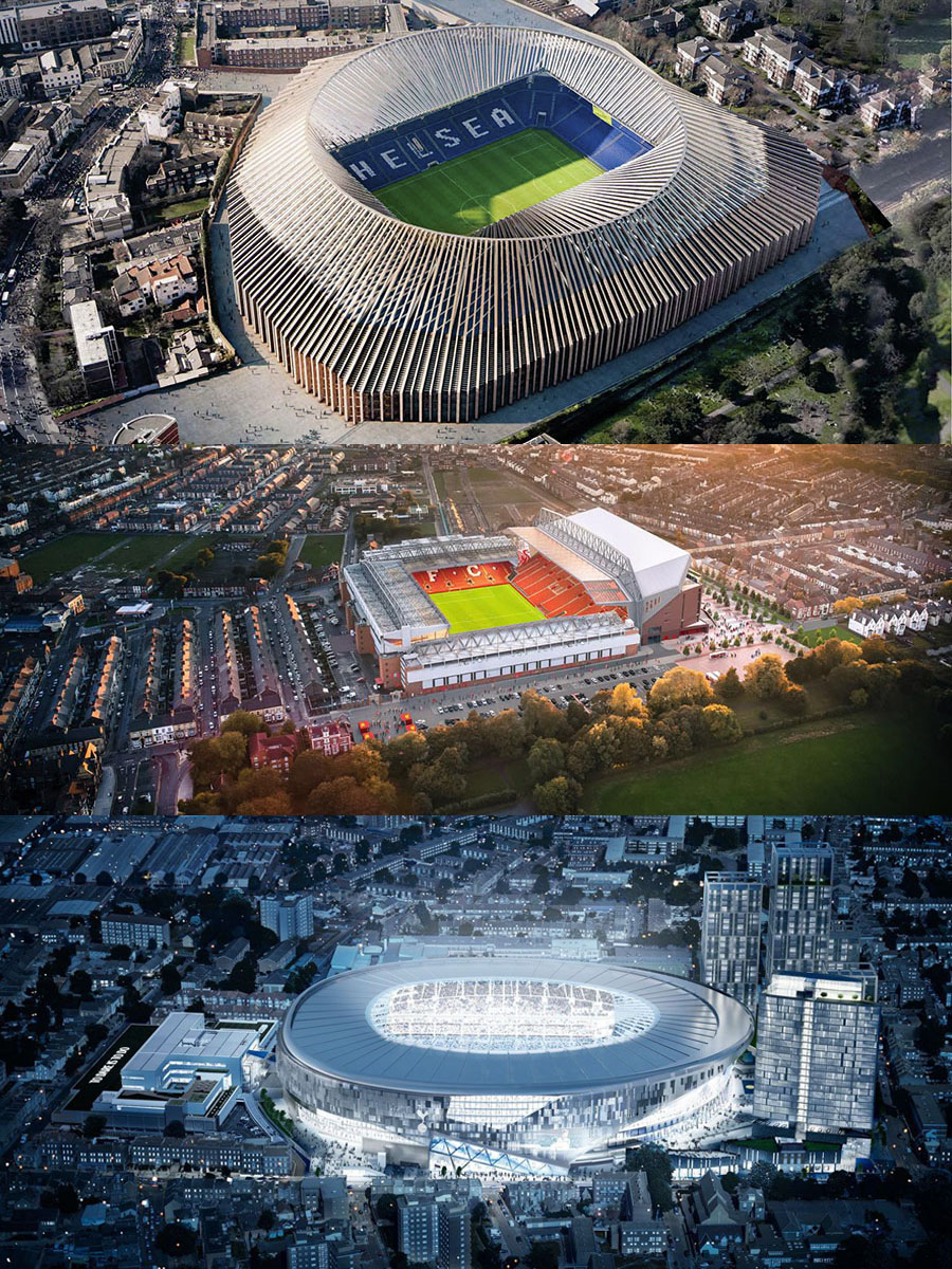 Футбольные стадионы будущего. Какие арены строят себе топ-клубы Европы? Стадионы Англии