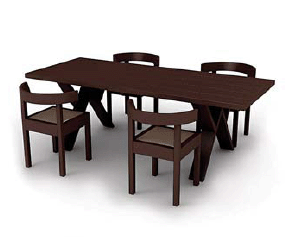 бесплатная 3d модель стол и стулья