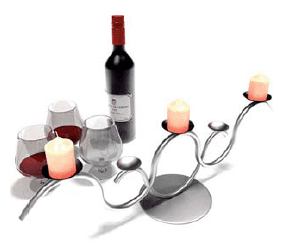 бесплатная 3d модель подсвечники, вино, бокалы