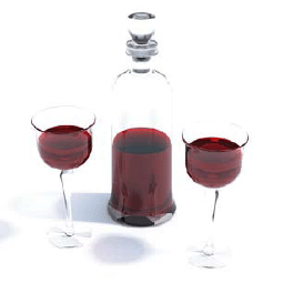 бесплатная 3d модель бутылка и бокалы